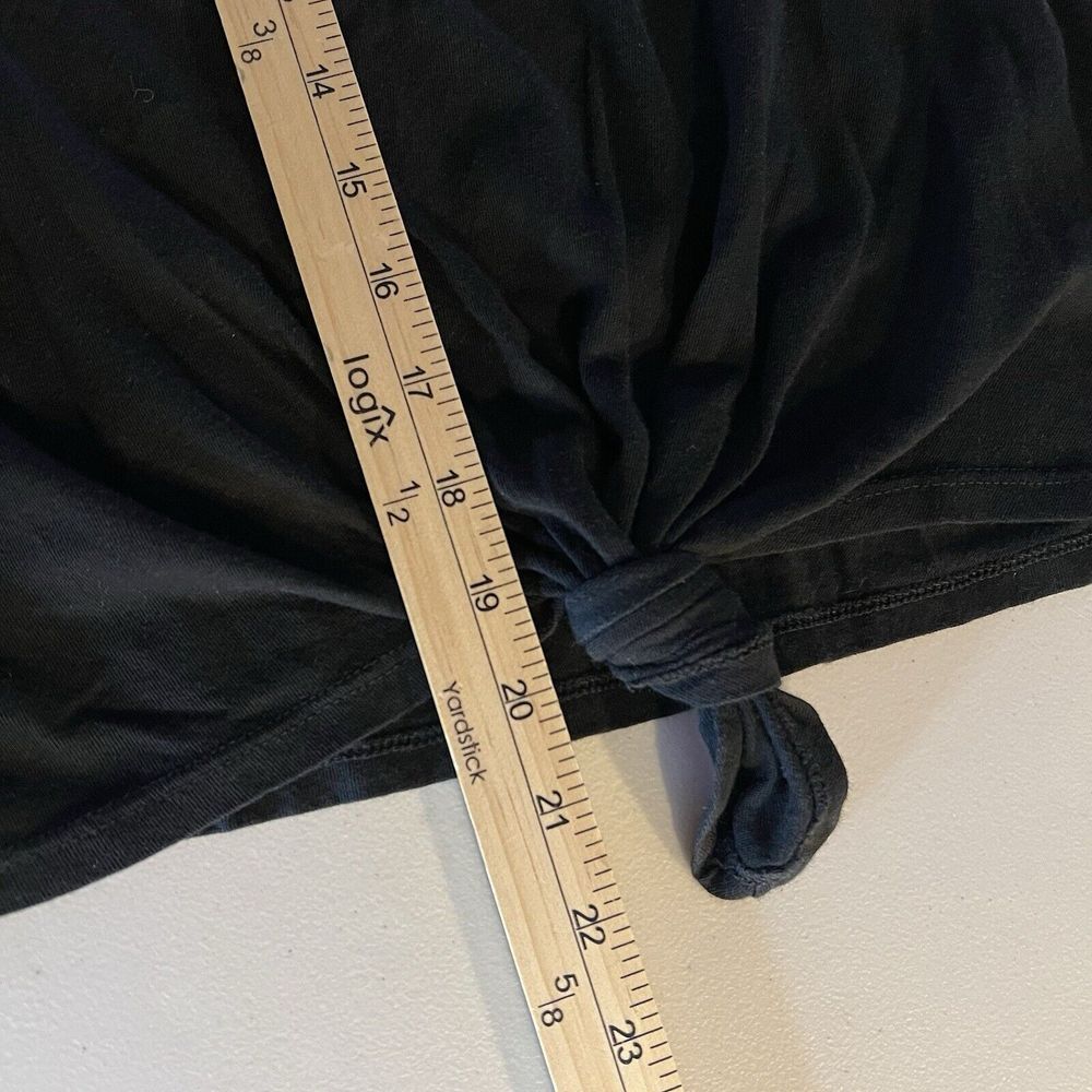 Reformation Jeans Organic Cotton Tie Front Black Long Sleeve Shirt Closet Basic - Picture 7 of 7